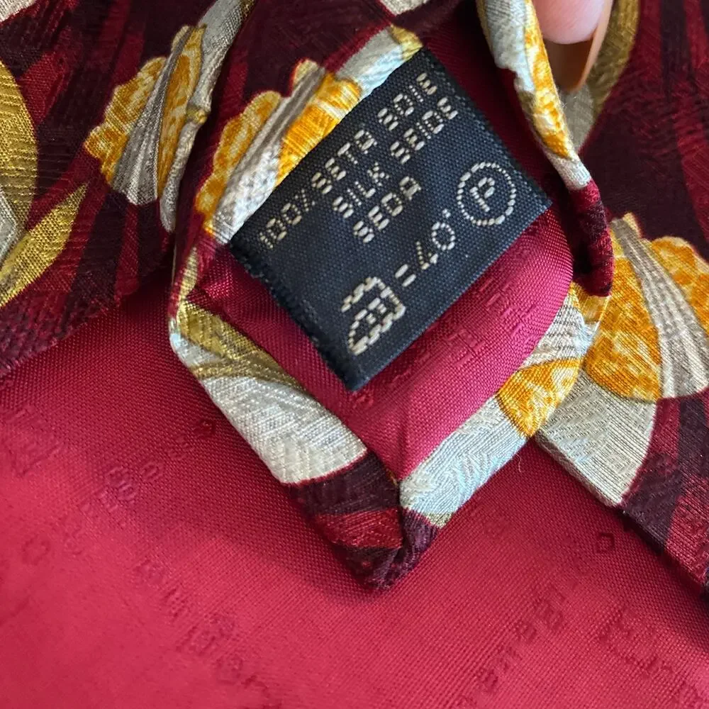 Ermenegildo Zegna 100% Silk Tie Floral Burgendy